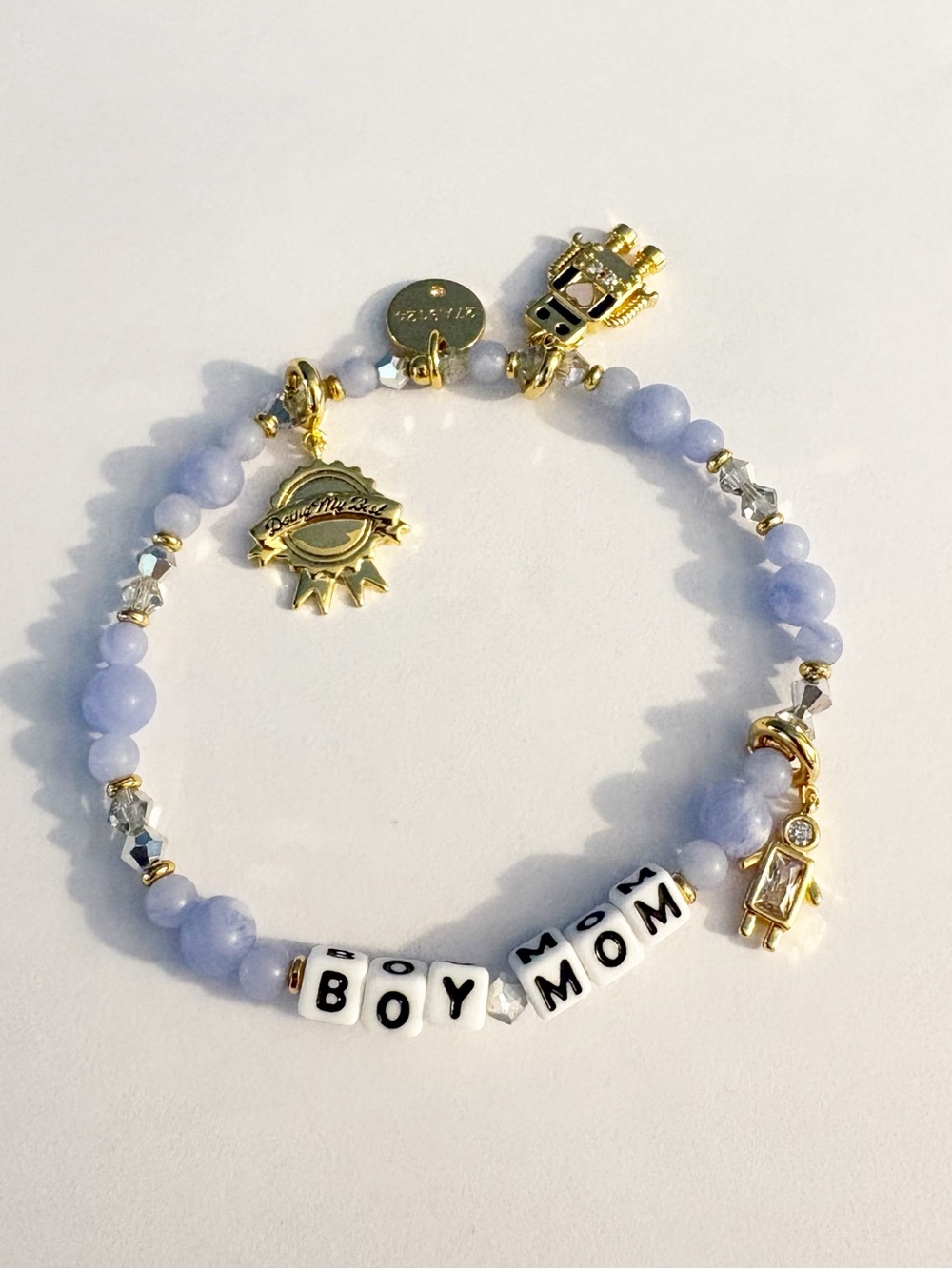 Little Word Project Boy Mom Blue Beaded Letter Bracelet
